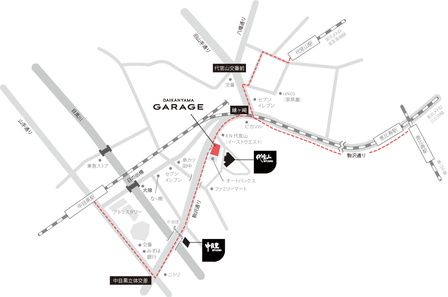 ジュエリーイベント会場DAIKANYAMA GARAGE付近の地図